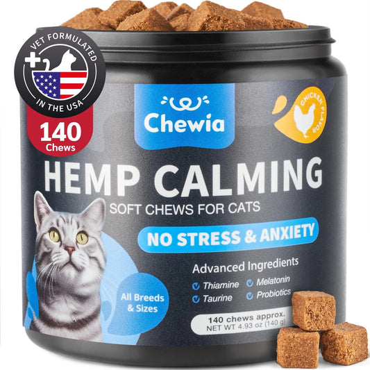 Hemp Calming Chews for Cats – Anxiety & Stress Relief with Melatonin & Probiotics