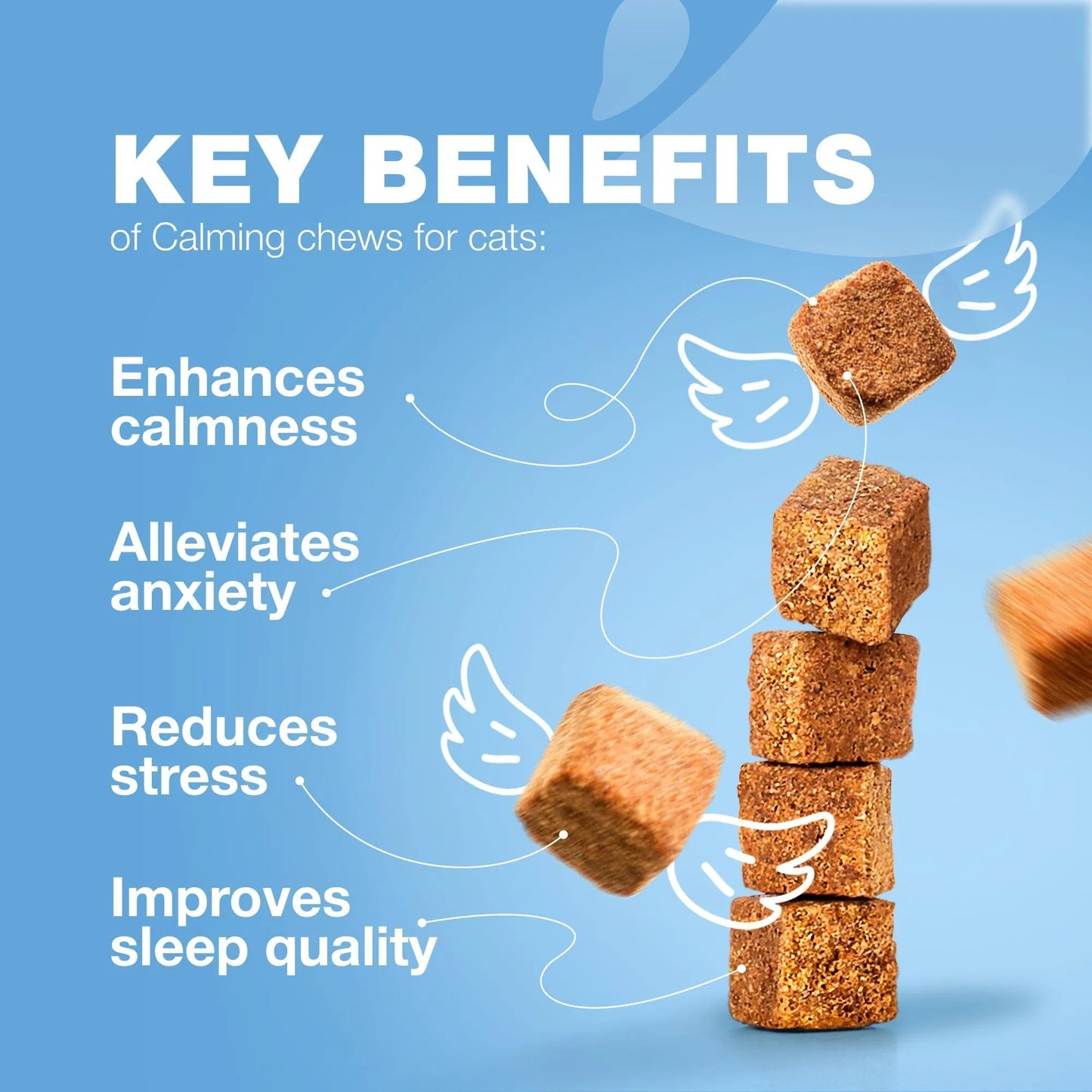 Hemp Calming Chews for Cats – Anxiety & Stress Relief with Melatonin & Probiotics