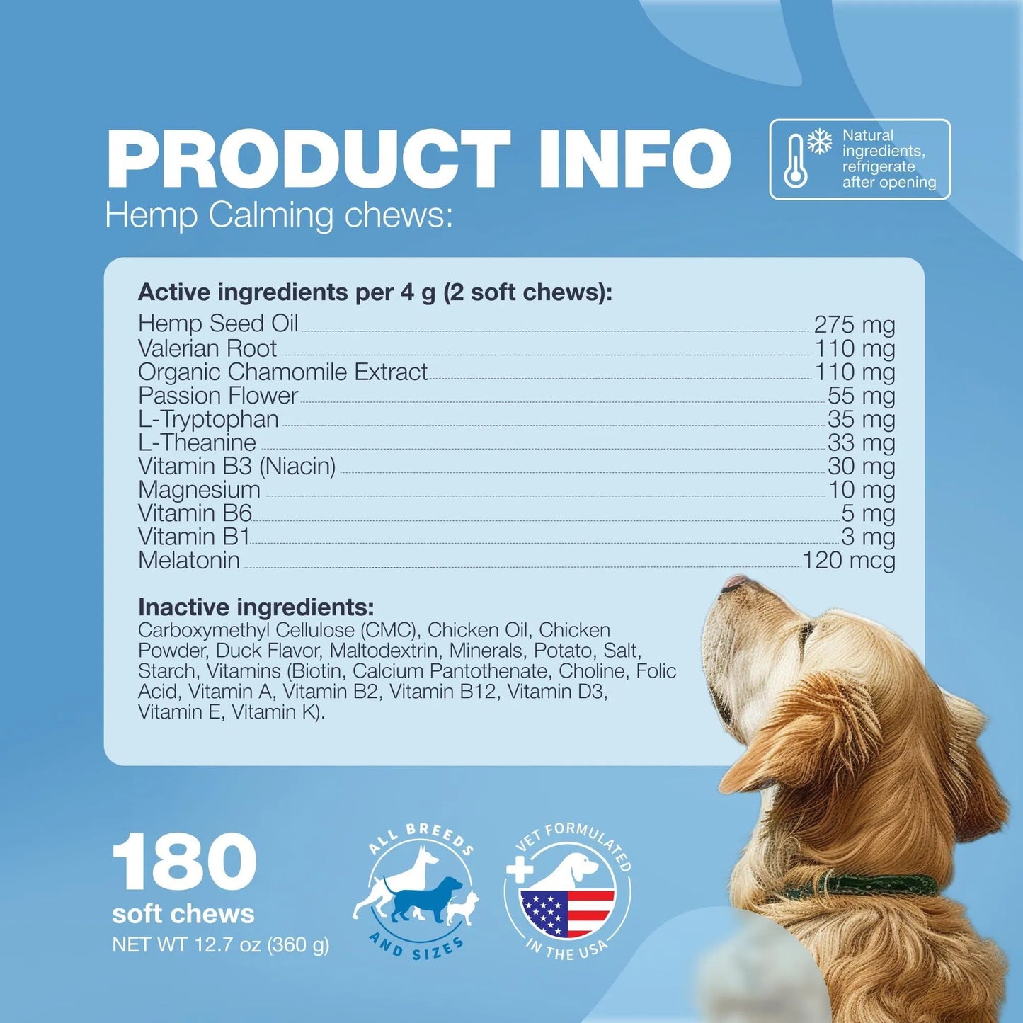 Hemp Calming Chews For Dogs Anxiety Dog Calming Treats With Melatonin Valerian Root Chamomile Extract & Vitamin B Complex Canine Chews For Vet Visits Grooming Travel Thunderstorms Fireworks